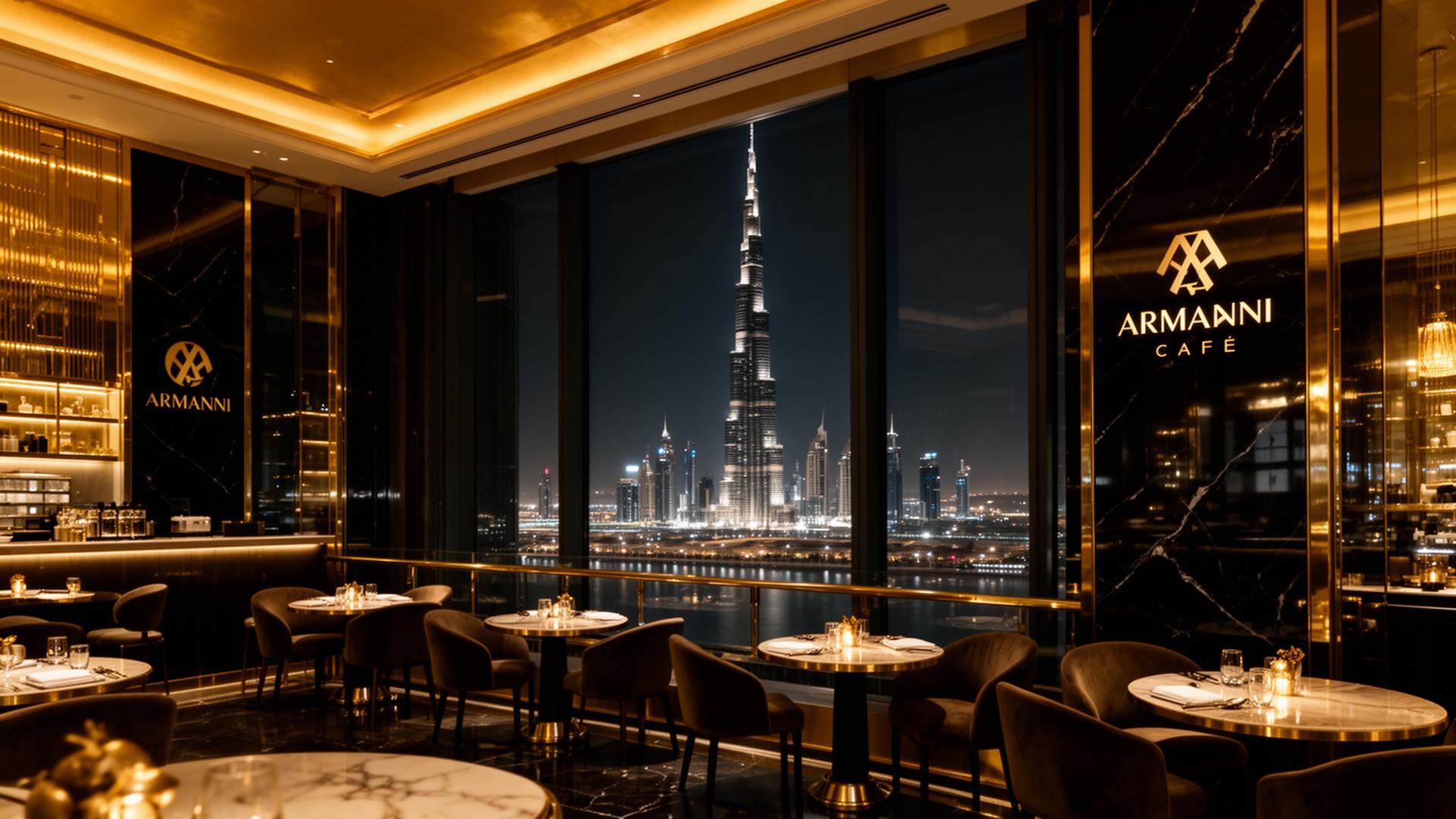DUBAI — Burj Khalifa · Armani Cafe